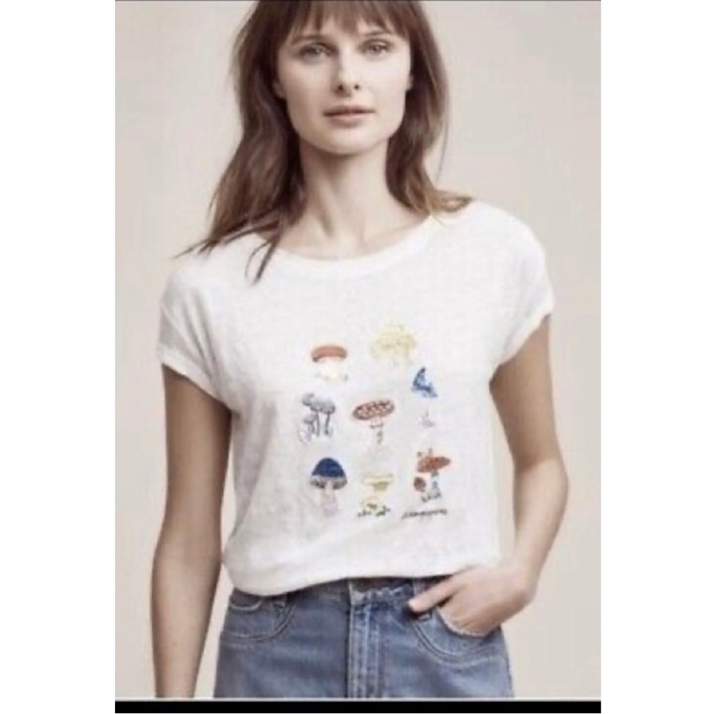 Anthropologie Akemi + Kin Mushrooms Graphic T-Shirt Small
